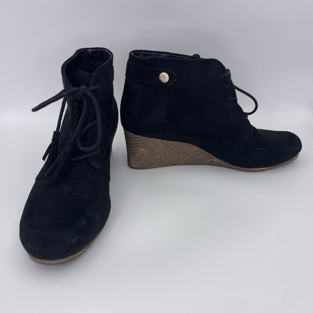 Dr. Scholls Kapture Wedge Booties Womens 8 M Shoes Ankle Black Comfort